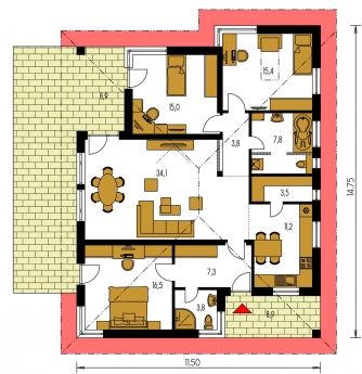 Floor plan of ground floor - BUNGALOW 101